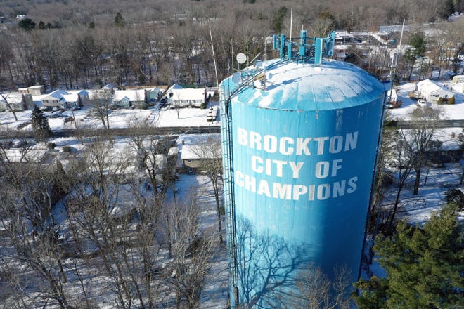 Brockton City of Champions water tower on Monday, Jan. 8, 2024.